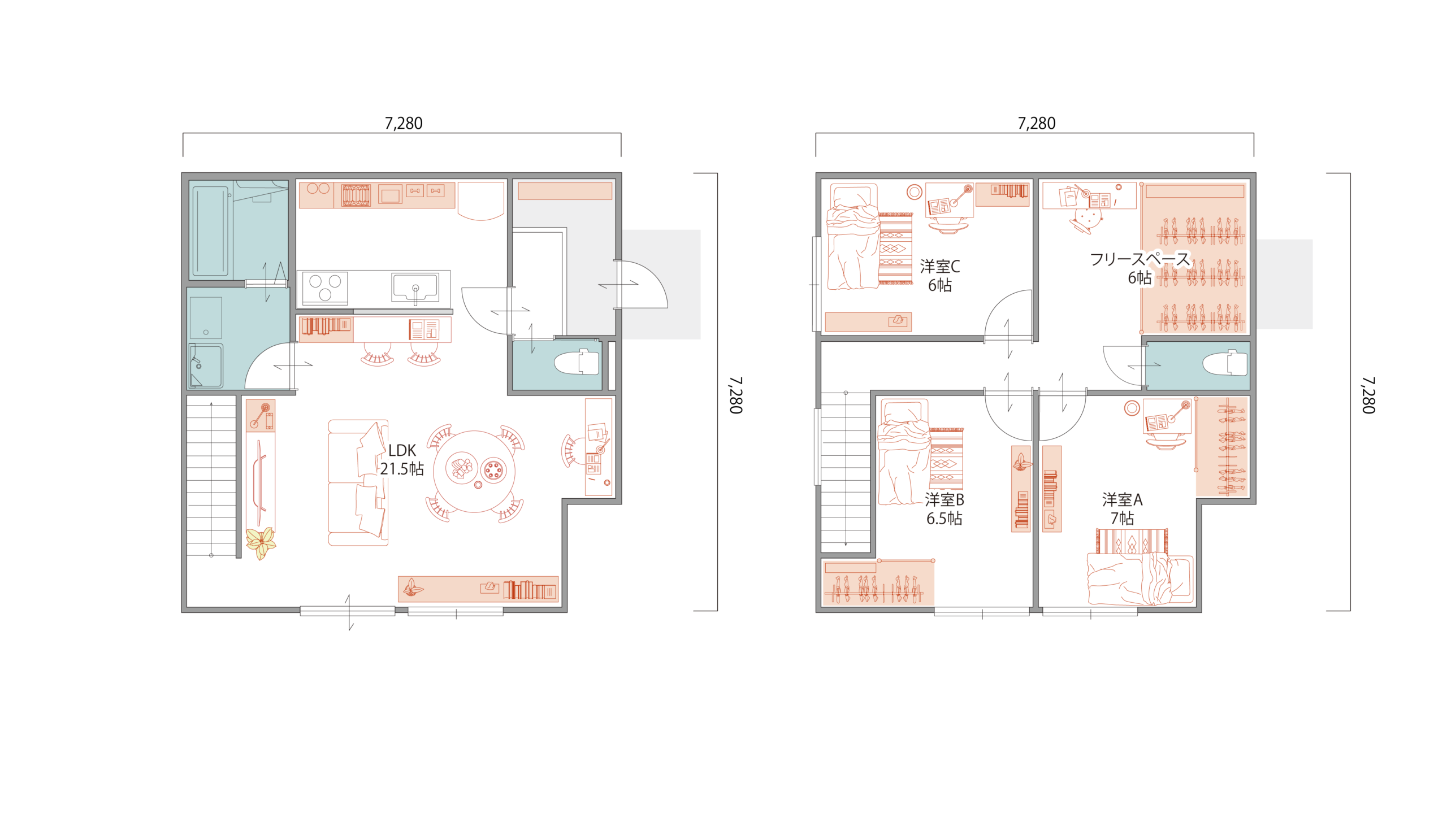 ゆったり暮らせる広めの3LDKプラン 間取り図